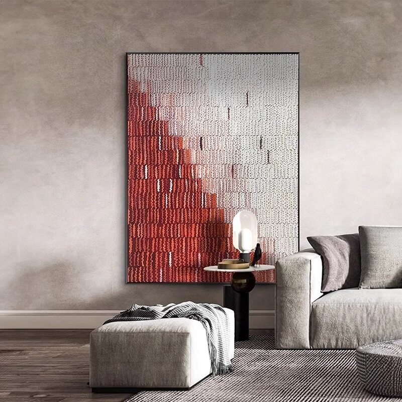 现代简约风沙发背景墙客厅装饰画高级感轻奢立体砂岩手绘挂画餐厅