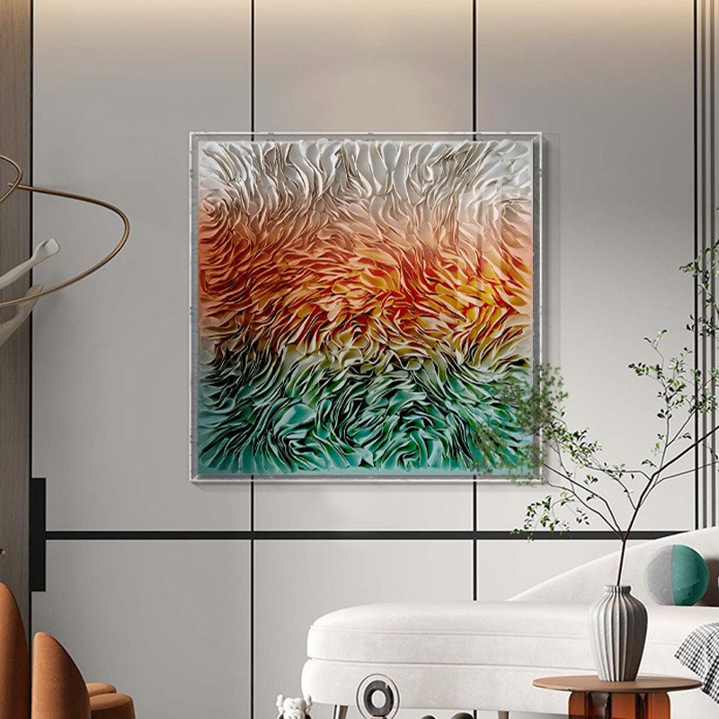 轻奢高档玄关挂画亚克力3D立体实物装置画渐变色现代客厅卧室壁画图片