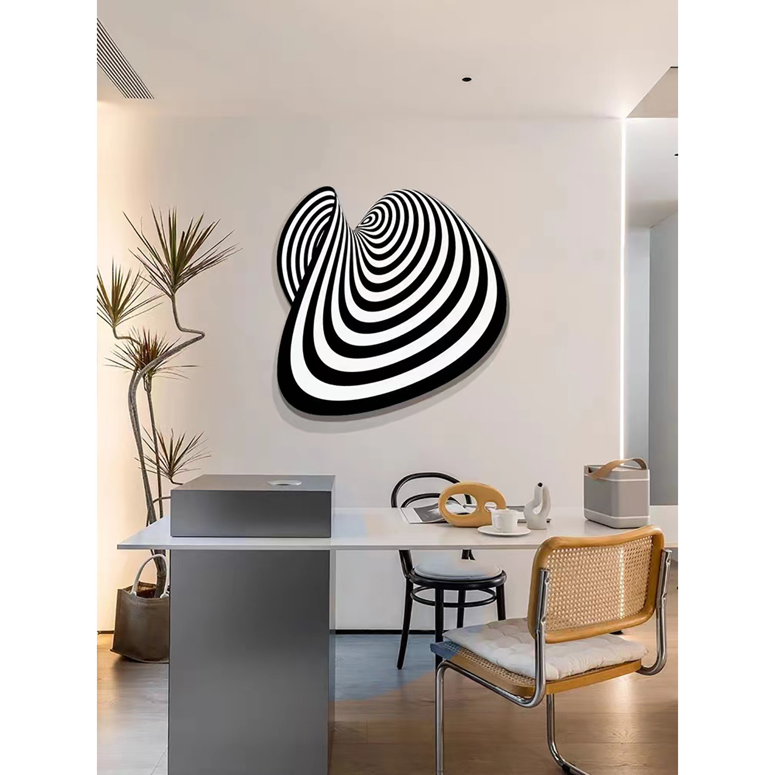 入户3d立体玄关装饰画走廊过道不规则抽象挂画现代轻奢高档壁画挂图片