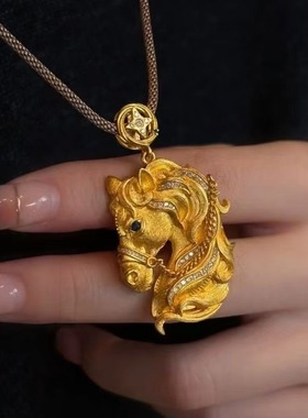 国风新中式马头吊坠项链马年本命年百搭锁骨链