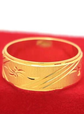 宽面沙金戒指男士新款结婚龙凤闭口指环送人礼品