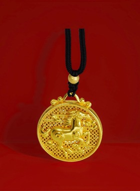 新款同款古法沙金马年马到成功吊坠可送礼