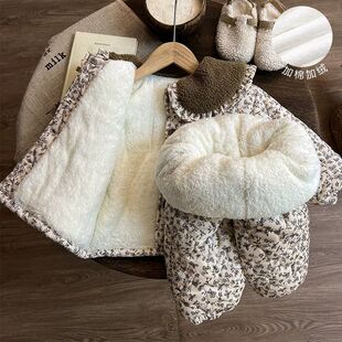 女童睡衣冬季加绒加厚儿童家居服冬款女宝宝棉服套装保暖衣服女孩