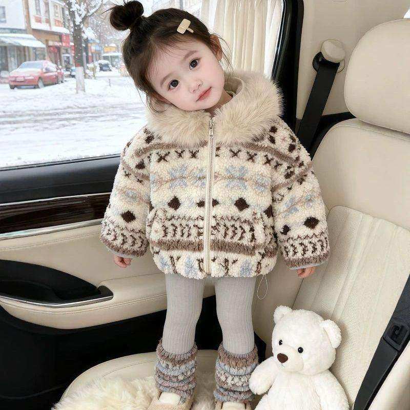 女童复古提花毛领外套2025冬季新款儿童羊羔毛加厚保暖毛绒衣宝宝,童装/婴儿装/亲子装,普通外套,淘宝优惠券,粉丝福利购,淘宝优惠卷