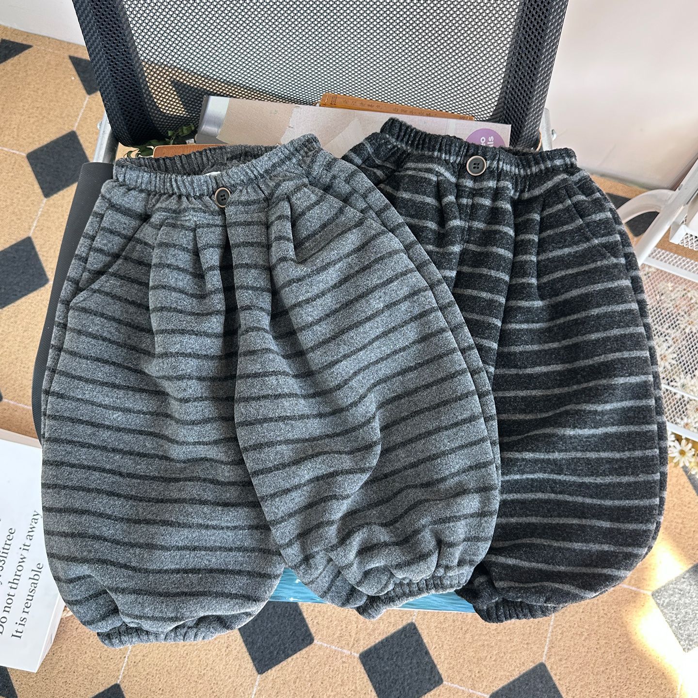 保暖羊驼绒卫裤宝宝棉裤束脚裤冬