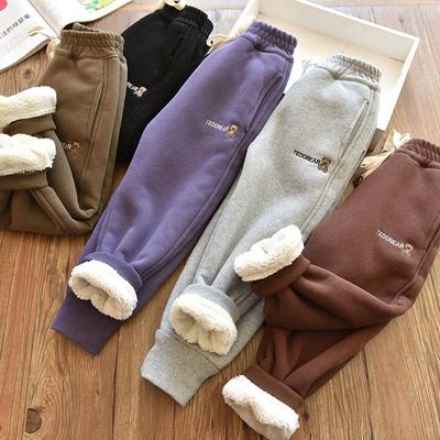 一体羊驼绒男女童保暖加厚休闲裤