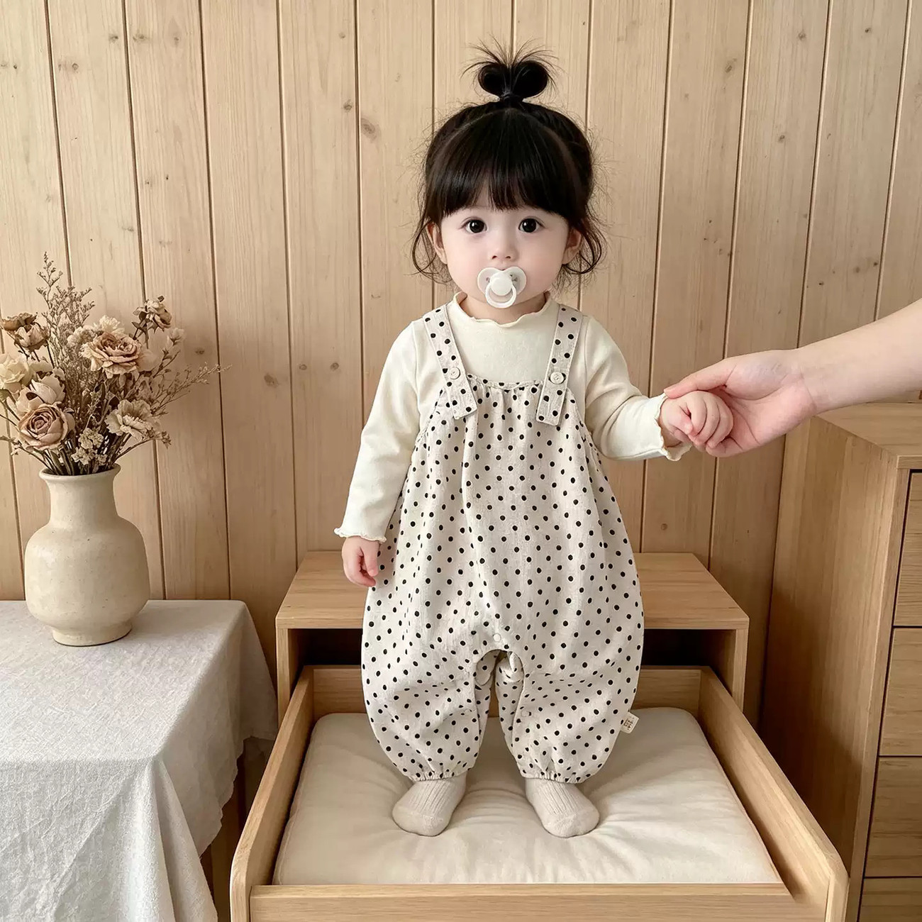 韩版婴儿秋季衣服女宝宝背带裤套装连体衣春秋款小月龄两件套春装图片