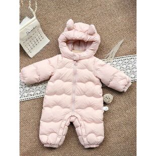 小月龄宝宝连体棉服冬款洋气休闲婴童小熊保暖爬服婴儿衣服冬季