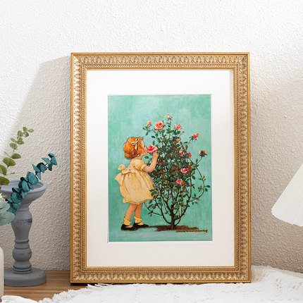 欧式复古金色相框6 7 8 10寸摆台20寸4K8开画框挂墙装裱外框定制