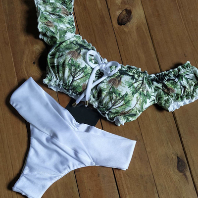 Women Off Shoulder Bandage Sexy Bikinis Push Up Padded Bikin