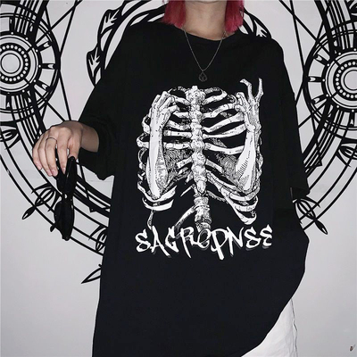 Oversized t-shirt female goth Top y2k Harajuku tops retro pr