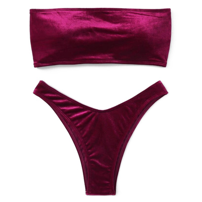 Bathing Suit Women Velvet Thong Bikini 2021 Brazilian Swimsu