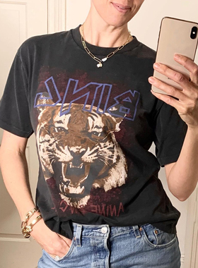 Boho Black Tiger Head Graphic Tees Women Cotton Short Sleeve