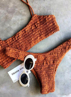 New Hot Sale Sexy Women Push-up Padded Bra Bikini Set Pleate