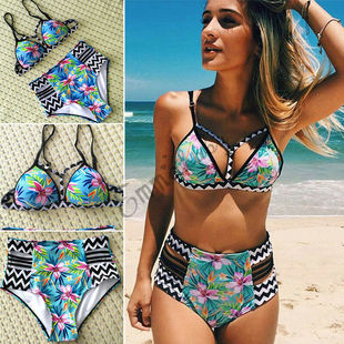 Sexy Women Push-up Padded Bra Bandage Flower Bikini Set Swim