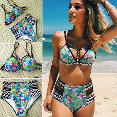 Sexy Women Push-up Padded Bra Bandage Flower Bikini Set Swim