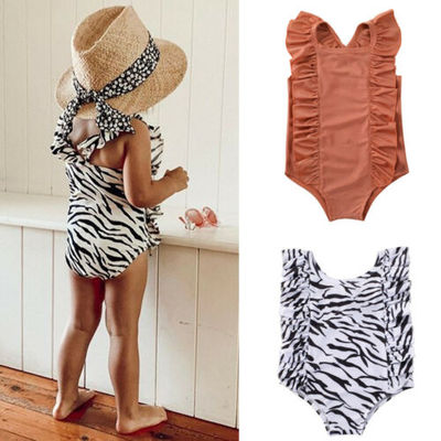 Toddler Baby Girls Zebra Pattern One-piece Swimsuit Swimwear