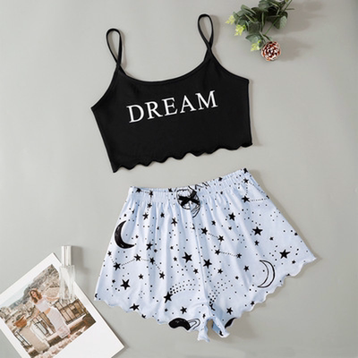 Sleepwear Home Suit Summer V Neck Sexy Pyjamas Women Pijama