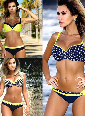 YICN Large Size Striped Swimsuit 2018 Women Push Up Swimwear