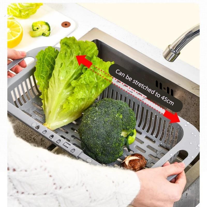 可伸缩水槽洗菜盆淘菜盆沥水篮架厨房家用长方形洗碗池置物架