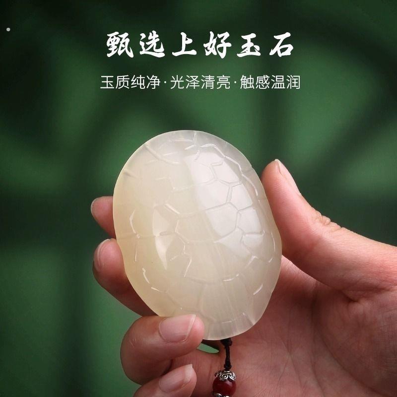 富甲天下龟壳和田玉石白玉手把件随身创意桌面摆件男女把玩件饰品