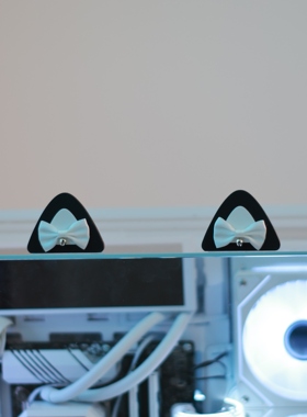 黑白蝴蝶结猫耳铃铛机箱装饰