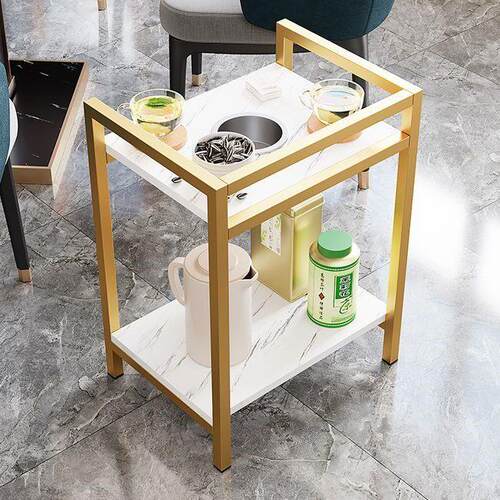 麻将桌茶几棋牌室专用茶水架麻将机小边几酒店圆几轻奢岩板免安装