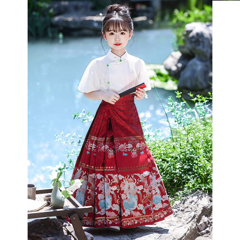 高品质夏季新款女童马面裙