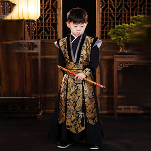 汉服男童冬季公子少爷加绒加厚武侠演出服中国风大童学生宋制唐装