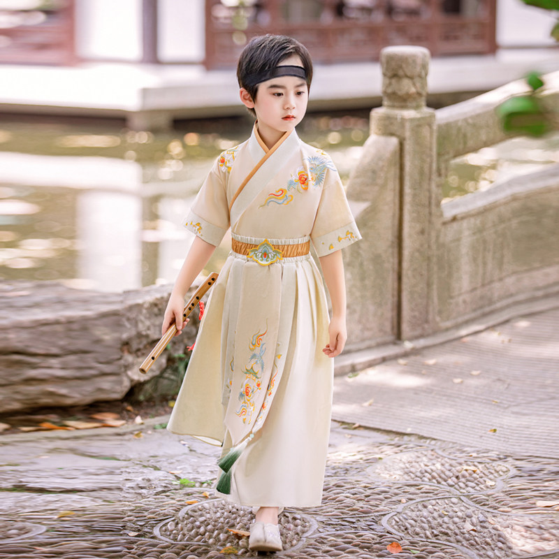 男童汉服夏季套装2025新款幼儿园短袖国风唐装男孩古装儿童演出服