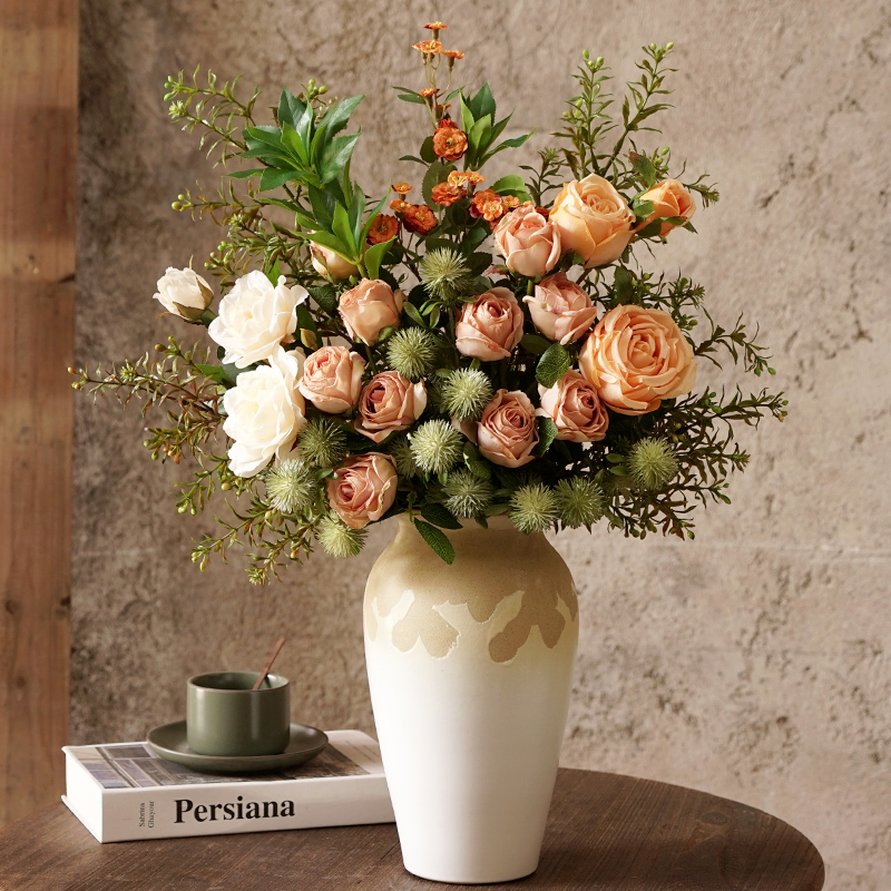 在野 玫瑰花仿真花束客厅餐桌手捧花假花装饰摆件塑料花插花摆设