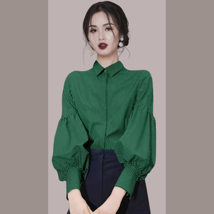复古条纹衬衫 气质设计感小众女装 女长袖 新款 洋气上衣 2025秋季 法式