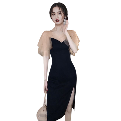 高端轻奢韩版优雅淑女包臀连衣裙