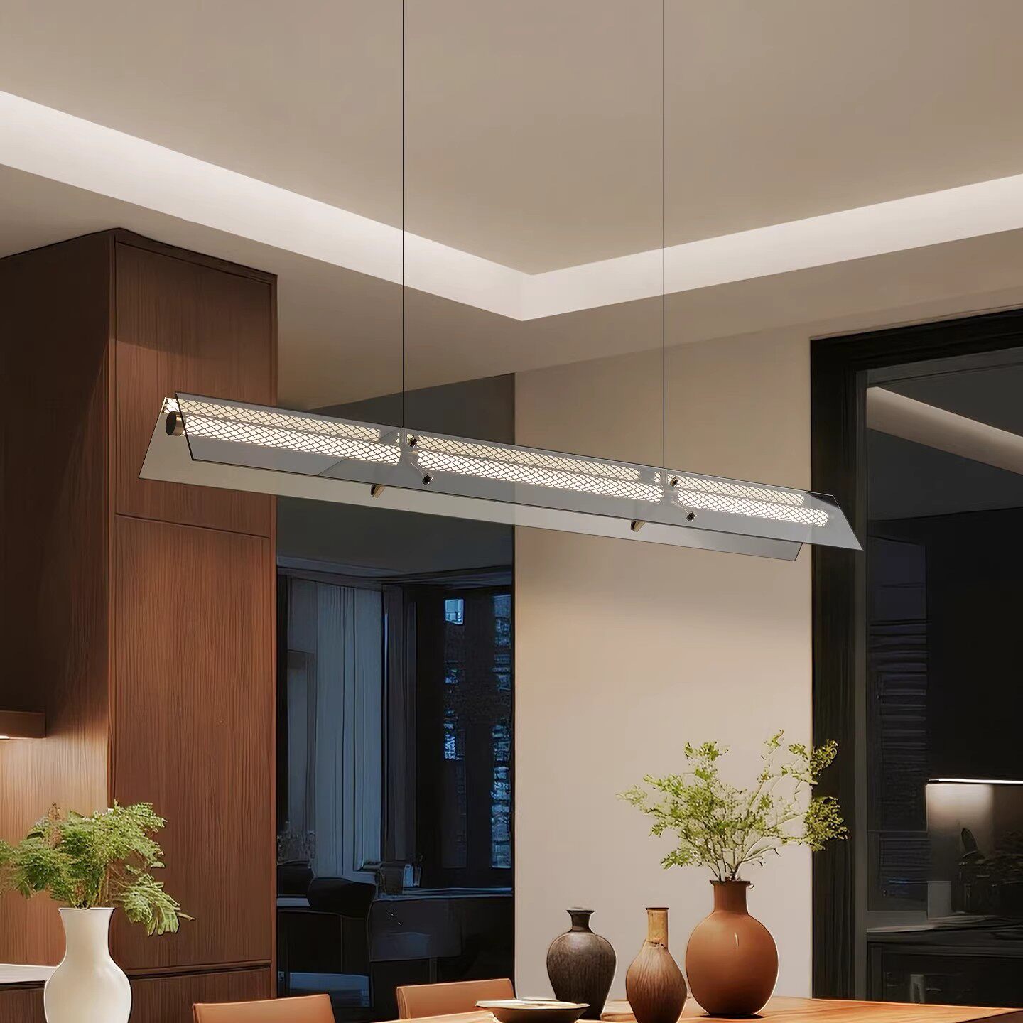 意式极简餐厅吊灯诧寂风设计师创意岛台吧台茶桌装饰一字长条灯具