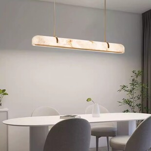 西班牙云石吊灯全铜餐厅灯一字长条吧台餐桌灯轻奢设计师岛台灯具