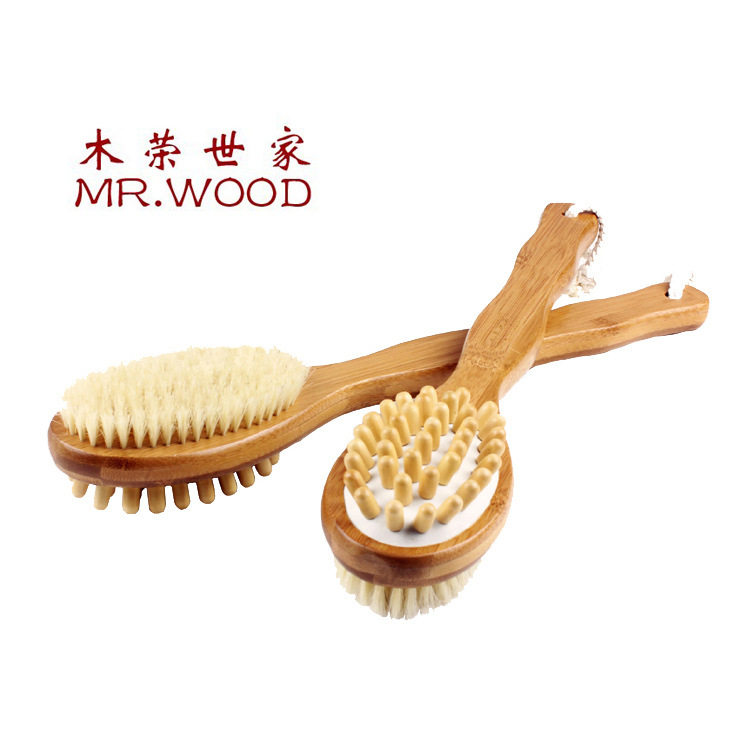竹制猪鬃毛双面按摩刷 洗澡刷 长柄沐浴刷 带按摩头 可刻LOGO,家庭/个人清洁工具,沐浴球,淘宝优惠券,粉丝福利购,淘宝优惠卷