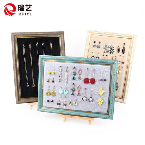 首饰展示架绒布相框耳环耳钉陈列展示板挂墙首饰架欧式复古饰品