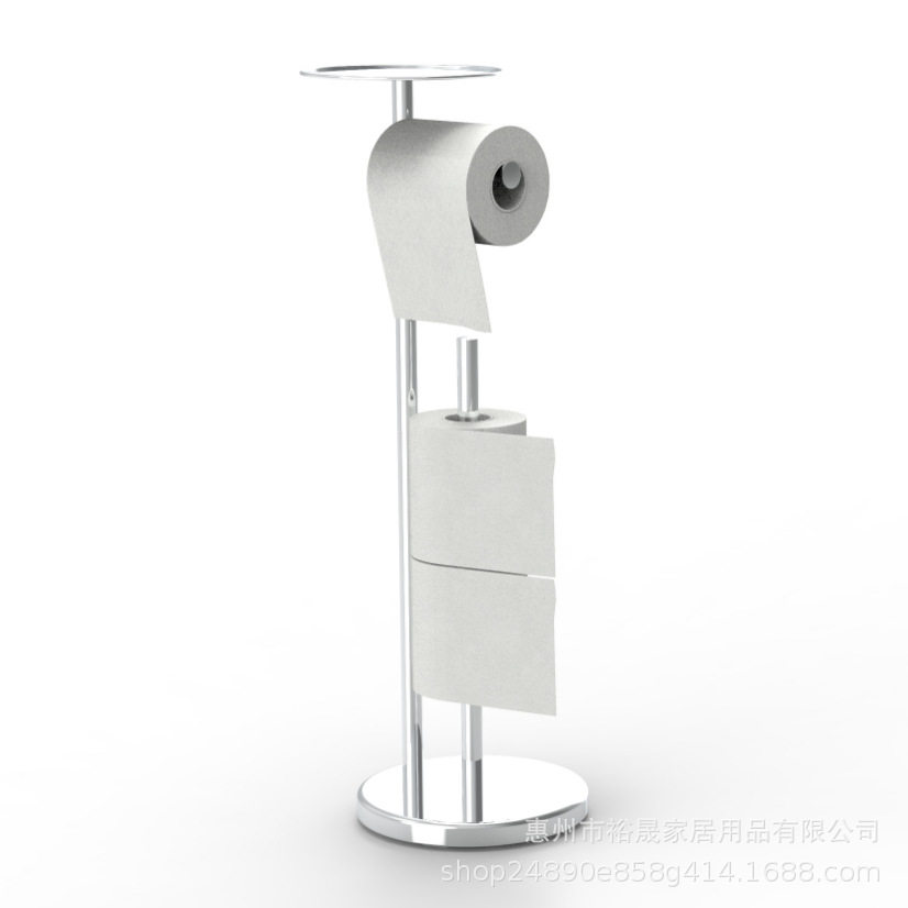 家用卫生间落地式纸巾架带手机托盘不锈钢卷纸架站立式厕纸