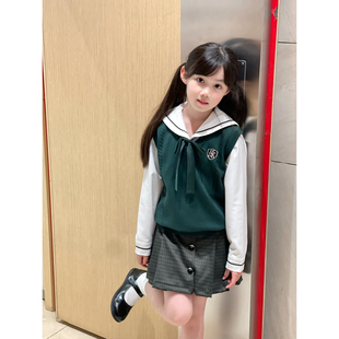 海军风高级感格子裙两件套 秋冬女童学院风jk套装 NONO CHILD