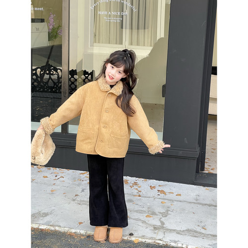女童冬季新款柔软保暖喇叭裤长裤