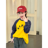 CHILD 新款 秋冬儿童拼色休闲长袖 NONO t恤插肩袖 上衣