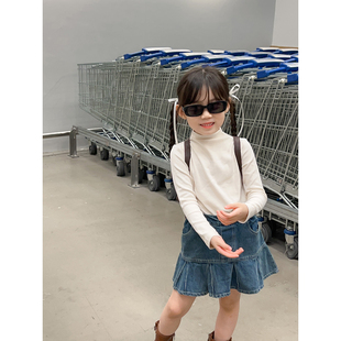 NONO 2023秋冬女童半高领纯色打底衣百搭中领上衣 CHILD