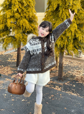 NONO CHILD 女童秋冬可爱毛绒外穿短裤加绒保暖百搭裤