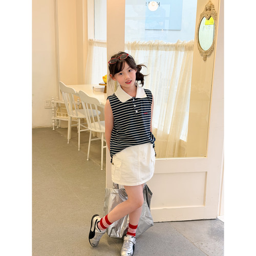 NONOCHILD女童夏季条纹POLO衫