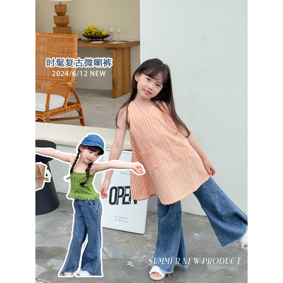 竖条纹复古连衣裙NONOCHILD
