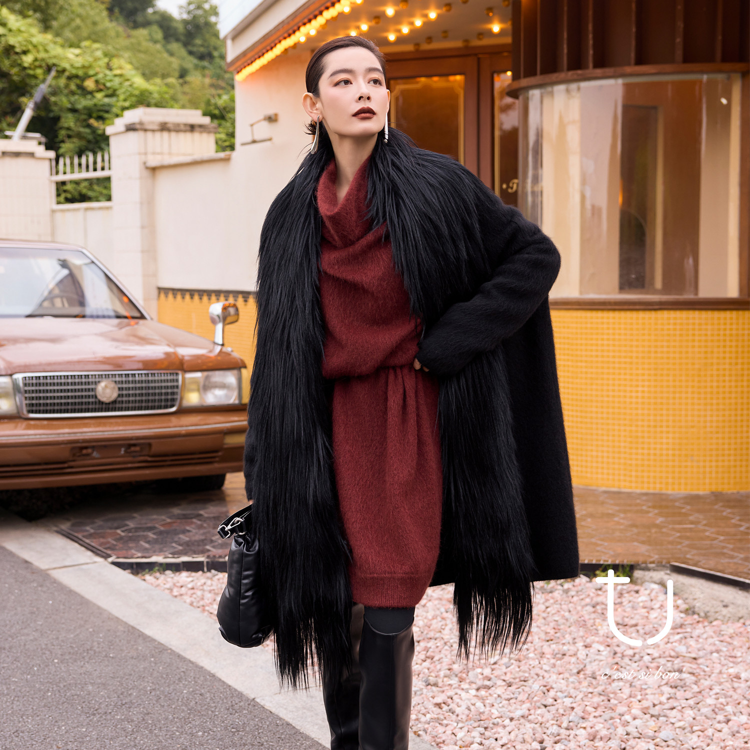 TU女装 巴黎慢调 重工牦牛绒拉绒拼接皮草领毛呢外套慵懒加厚大衣,女装/女士精品,毛呢外套,淘宝优惠券,粉丝福利购,淘宝优惠卷