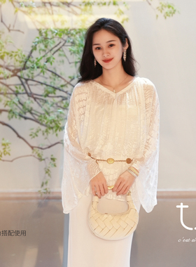 TU女装 云褶流光 法式V领真丝上衣2026年新款宽松桑蚕丝衬衫t恤
