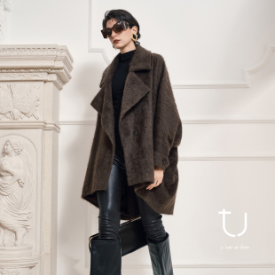 阔版 TU女装 新款 重工牦牛绒拉绒毛呢外套25年冬季 大衣 斯卡蒂韧