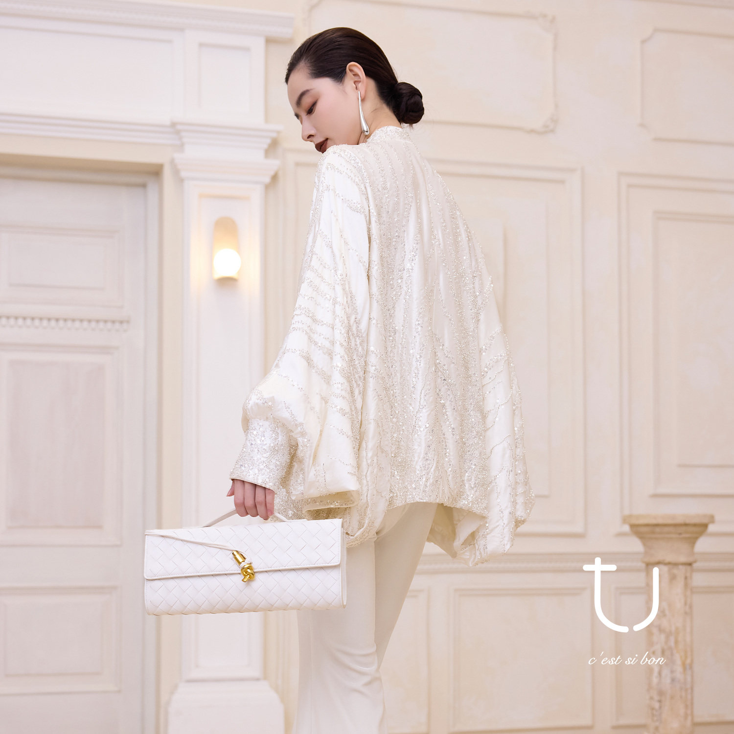 【明星同款】TU女装 浅银珍珠 桑蚕丝重工钉珠开衫26春新款短外套,女装/女士精品,短外套,淘宝优惠券,粉丝福利购,淘宝优惠卷