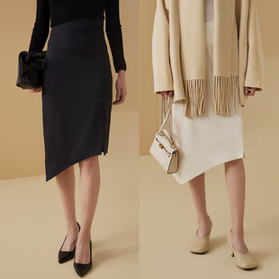 TU羊毛高腰修身 设计感纯色中长一步包臀半裙 半身裙女2026年新款